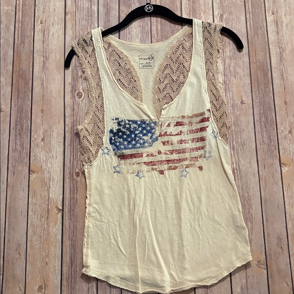 We the free - Cream Crochet Back Tank Top - Lightweight Casual Layering